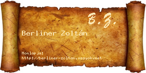 Berliner Zoltán névjegykártya